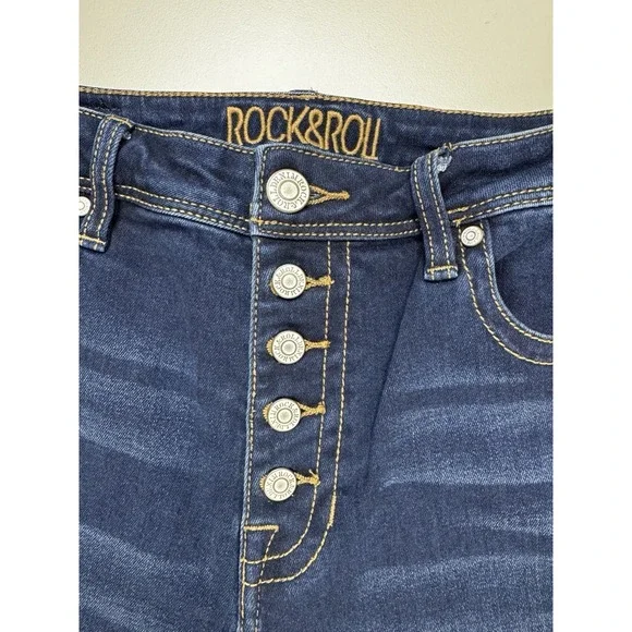 Rock & Roll Denim Womens High Rise Skinny Jean 31 Dark Wash Stretch Rodeo Punchy - Picture 2 of 13